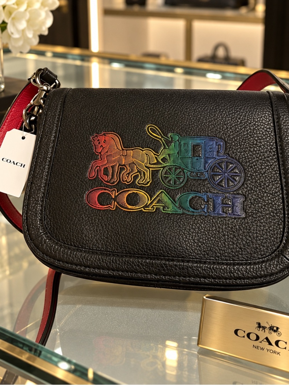 Coach Saddle Bag with Rainbow Horse & Carriage Crossbod